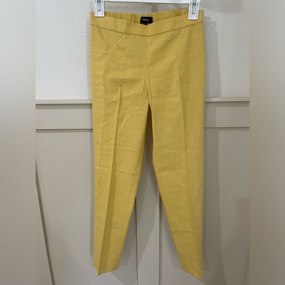 Theory Women’s Basic Pull-On Pants Linen Eco Crunch Wash Size 0 - Picture 4 of 8